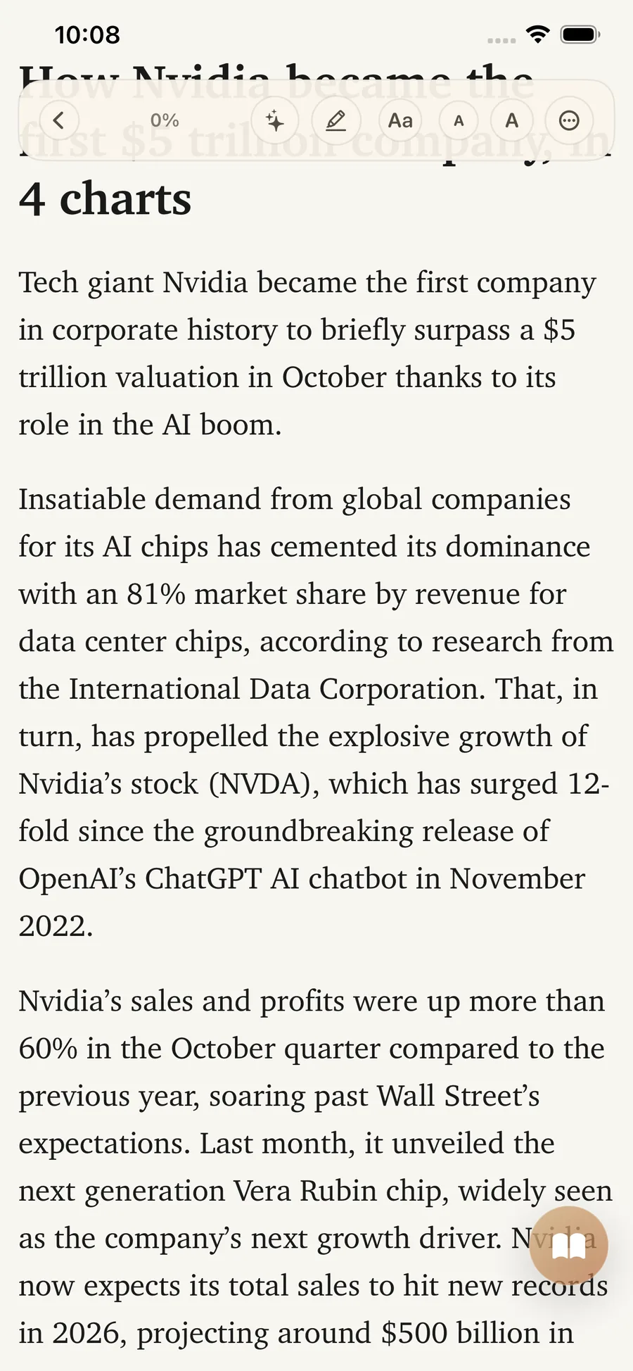 Reader Insights Quick Brief tab in LinkBook before generation