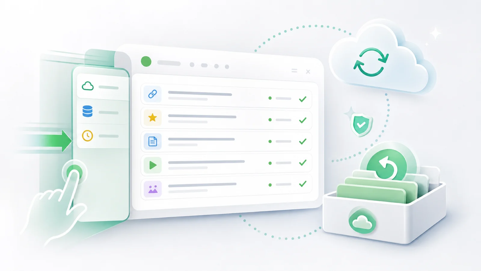 LinkBook backup and sync spotlight graphic for saved links