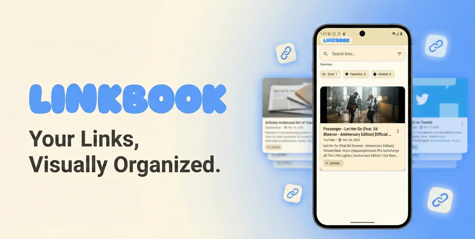 LinkBook visually organized saved-link library