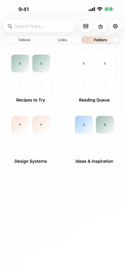 LinkBook folders on iPhone